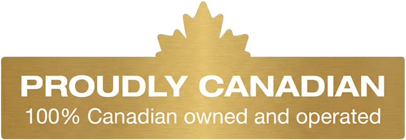 Proudly Canadian — 100% Canadian owned and operated badge